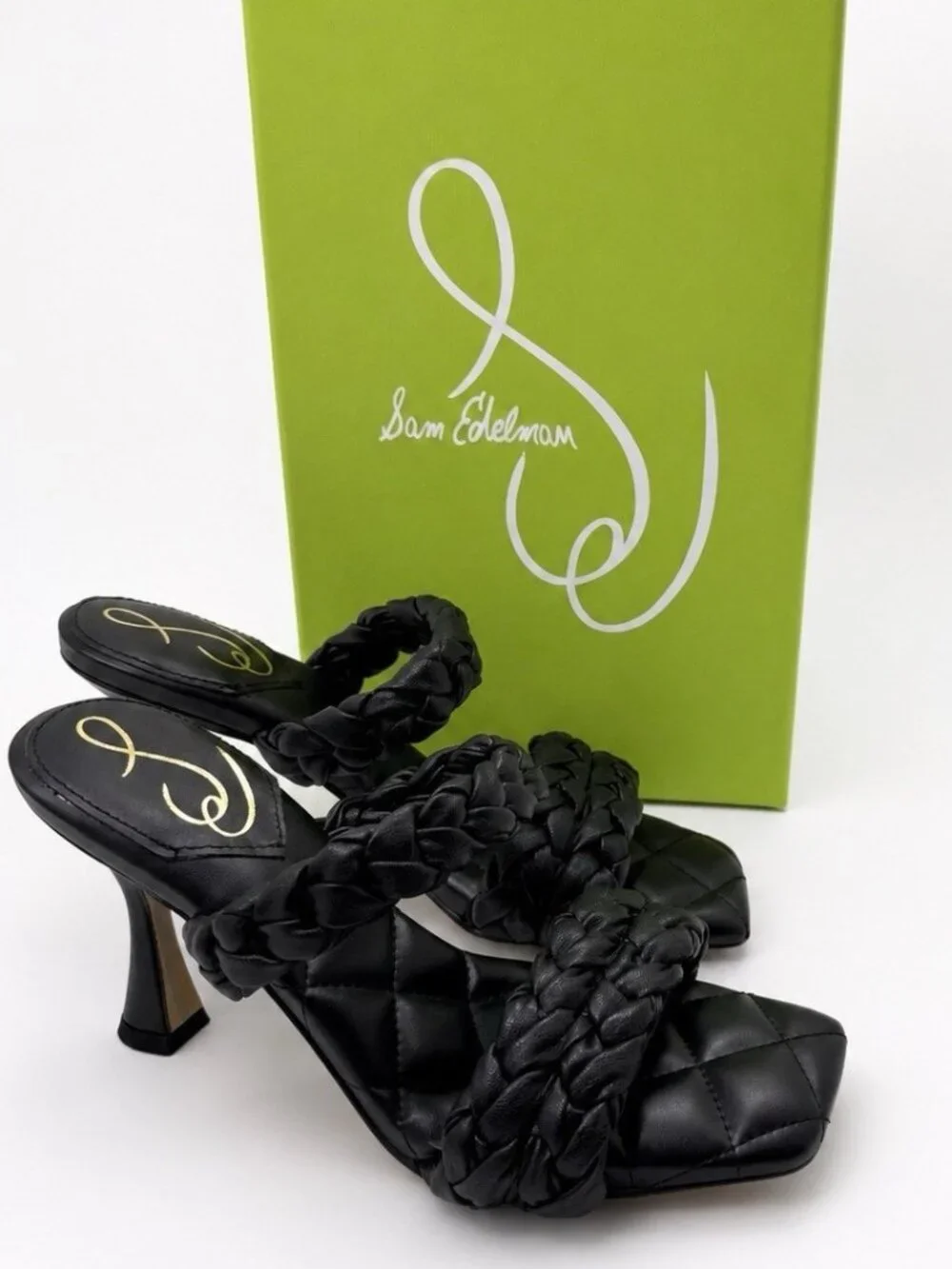 Sam Edelman Womens Meghan Braided Sandals Size 8 Black Quilted Boho Resort NWT